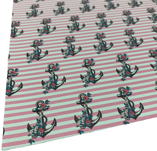 Anchors Pink Floral Pebble Faux Leather