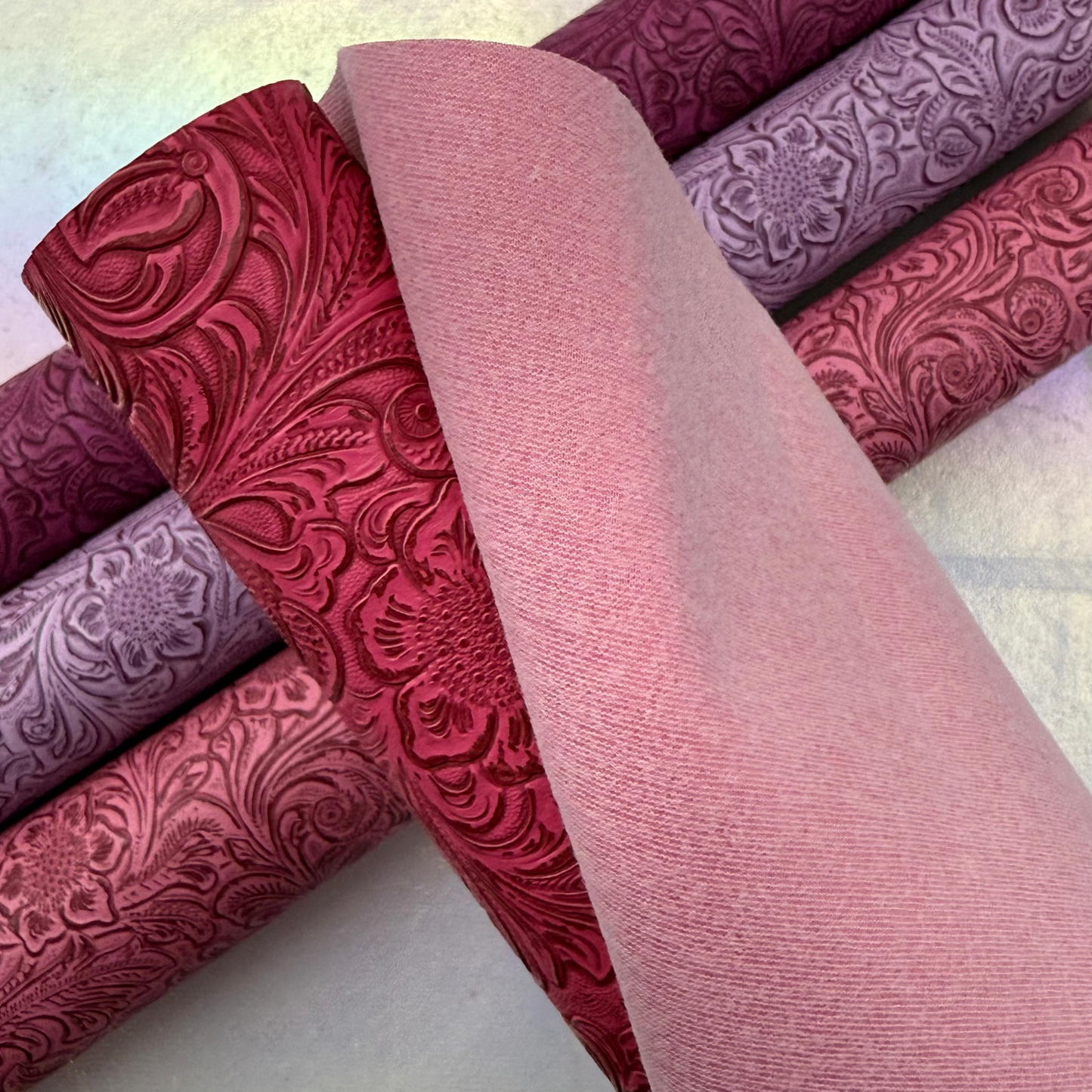 Tooled Blooms Embossed Faux Leather