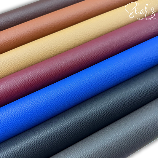 Luxe Saffiano Crosshatch PU/PVC Faux Leather Solid Colors