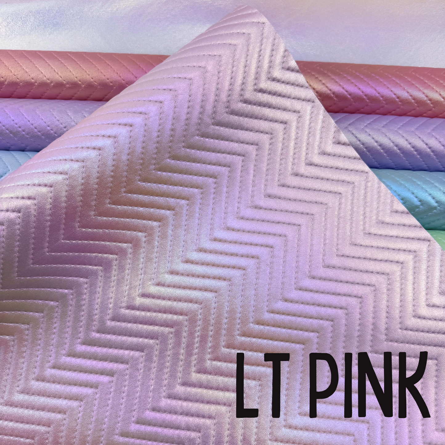 Iridescent Chevron Embossed Quilted Effect Vinyl - Half Meter Roll