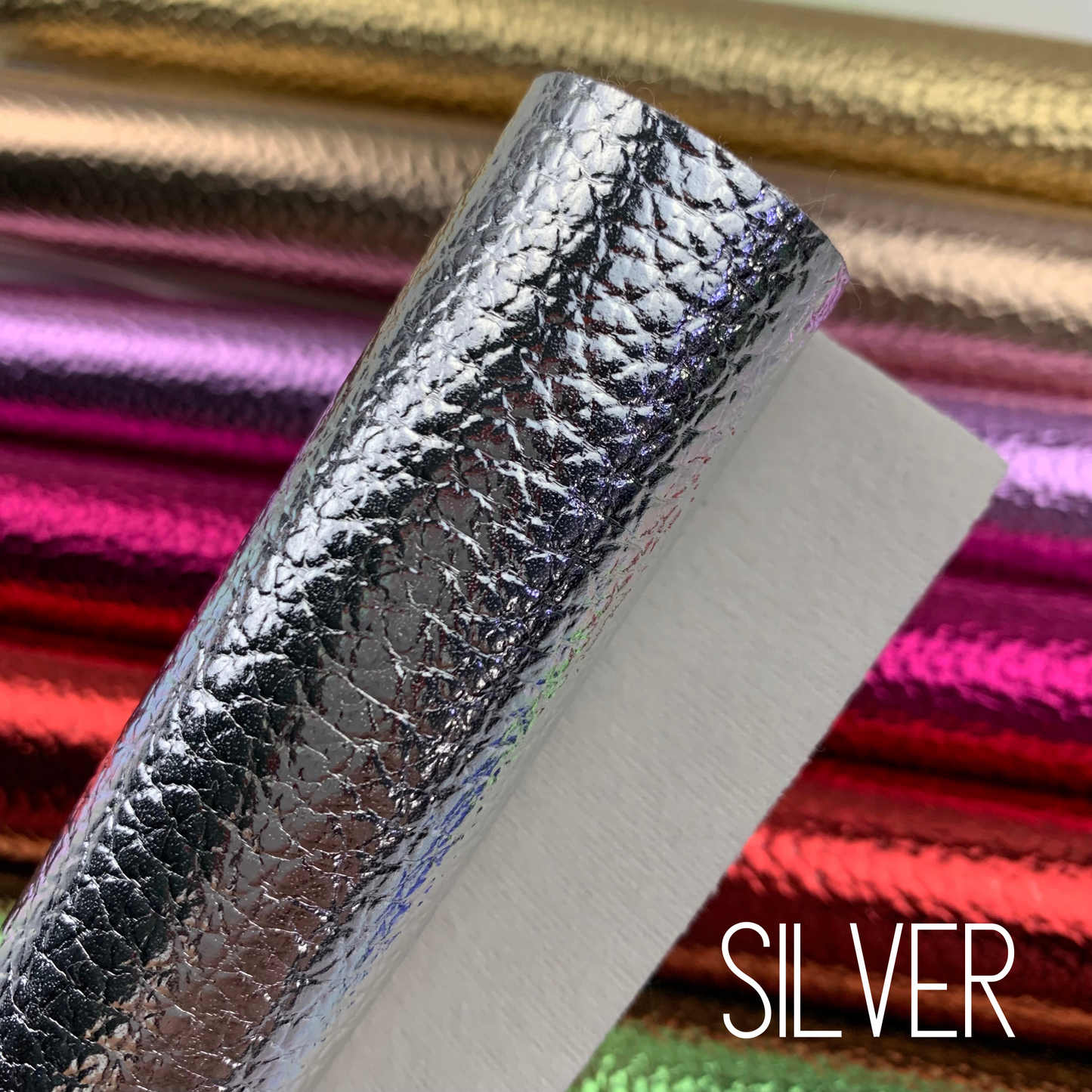 Metallic Pebble Litchi Faux Leather Sheet