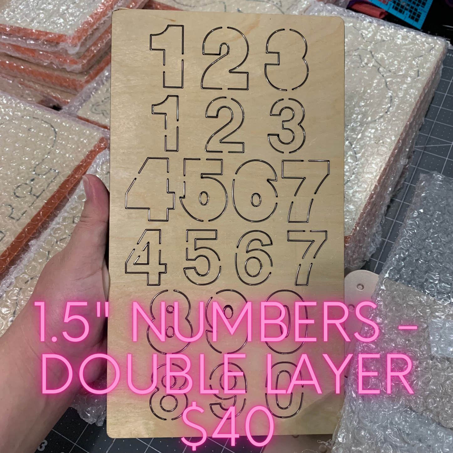 1.5" Double Layer Numbers wooden diecut