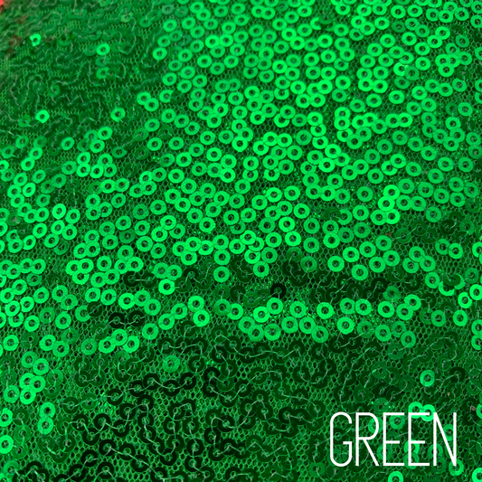 Green Baby Sequin on Mesh Two Way Stretch Polyester Fabric