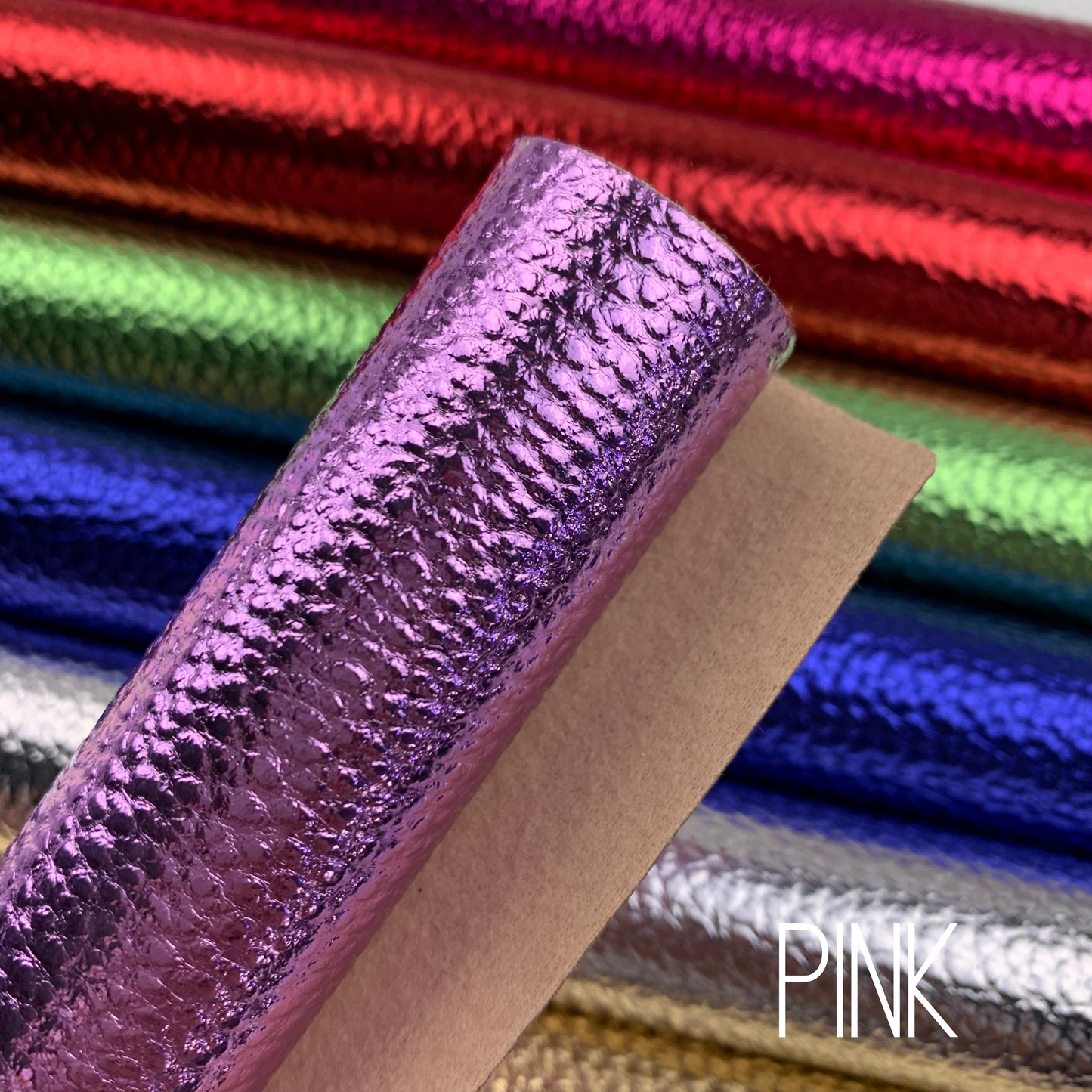 Metallic Pebble Litchi Faux Leather Sheet
