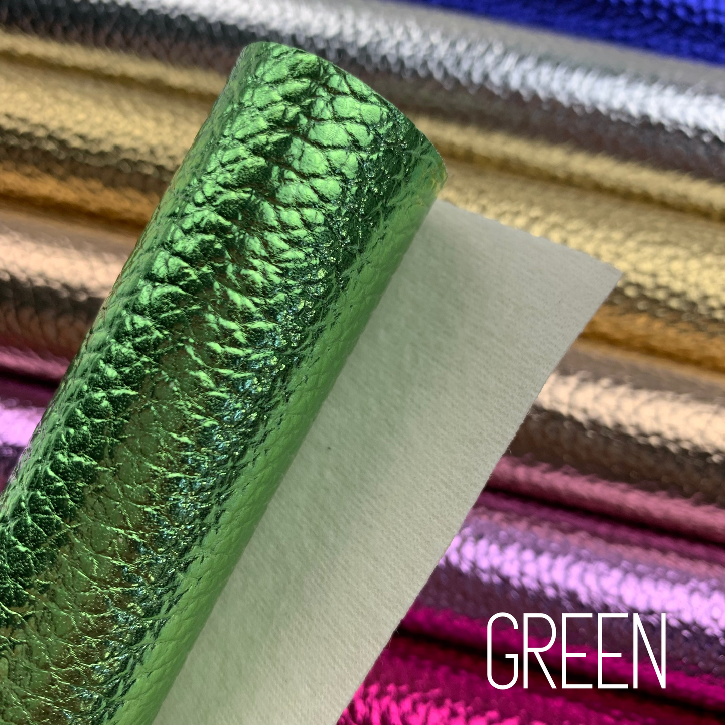 Metallic Pebble Litchi Faux Leather Sheet