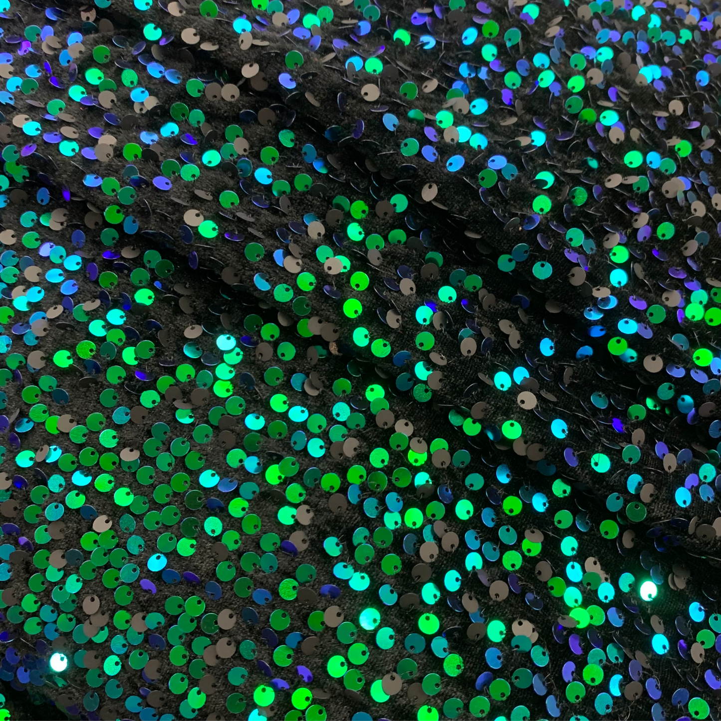 Blue Chameleon Sequin Velvet Four Way Stretch Fabric