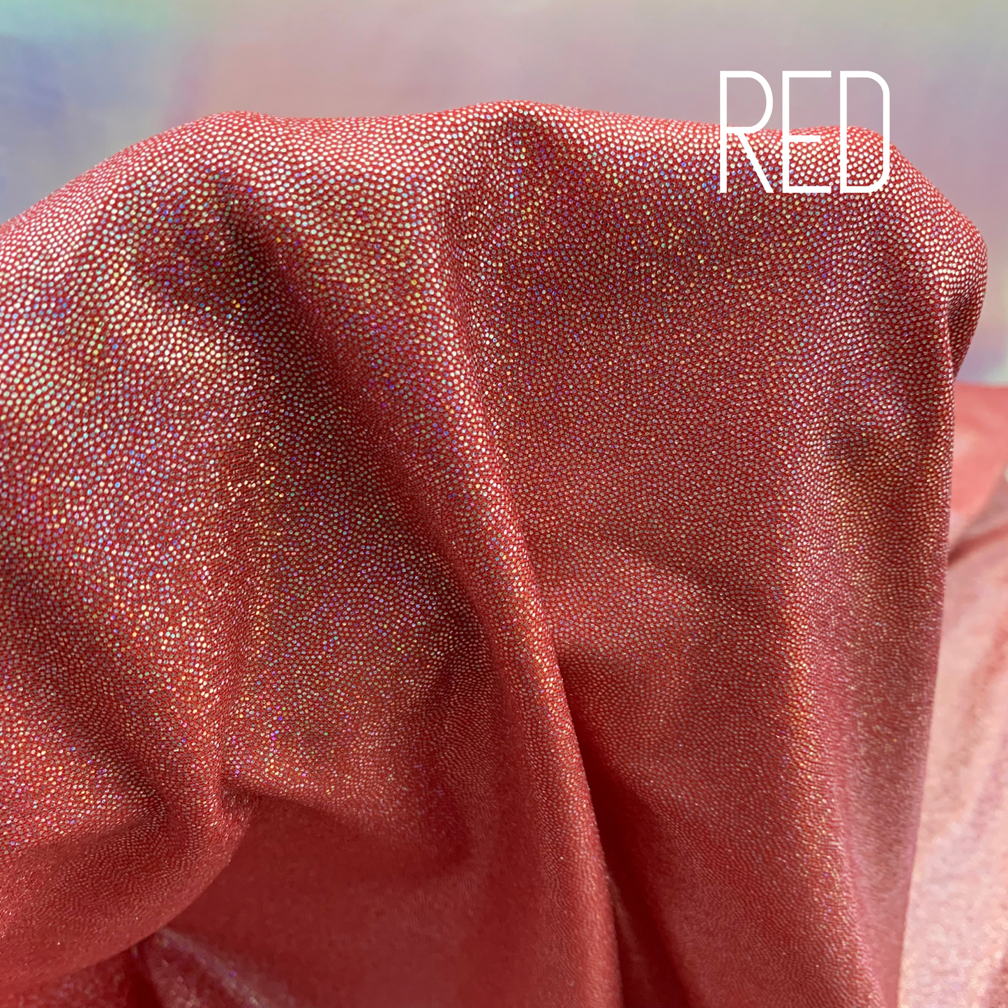 Red Mini Dazzle Hologram Mystique Polyester Spandex Four Way Stretch Fabric