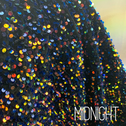 Midnight Sequin Velvet Four Way Stretch Fabric