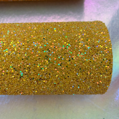 Yellow chunky glitter faux leather