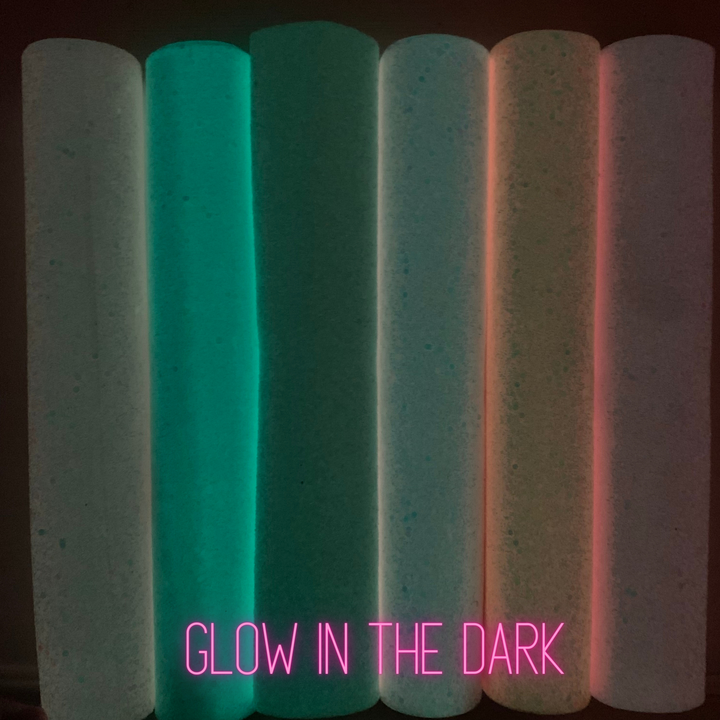 GLOW IN THE DARK Chunky Glitter Faux Leather with Soft Felt Backing