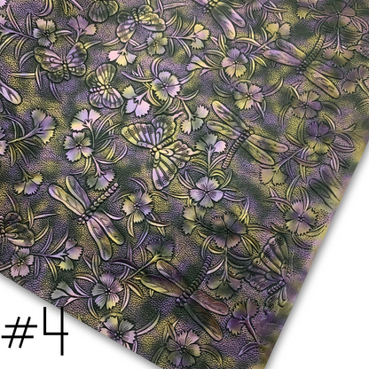 NEW STOCK - Butterfly and Dragonfly Embossed Faux Leather Half Meter Roll