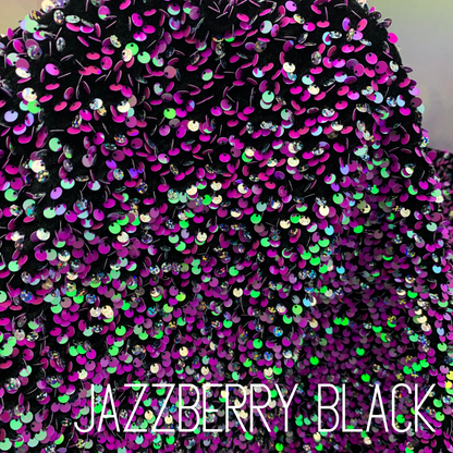 Jazzberry Black Sequin Velvet Four Way Stretch Fabric
