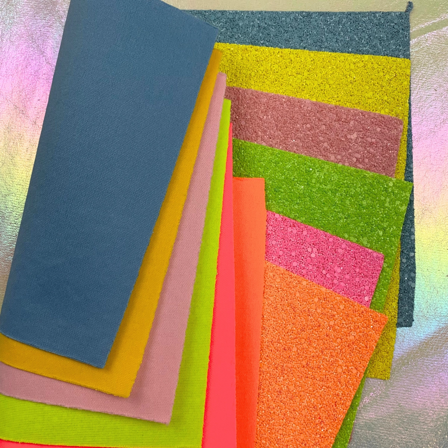 Neon Chunky Glitter Faux Leather Sheet with Soft Polyester Backing