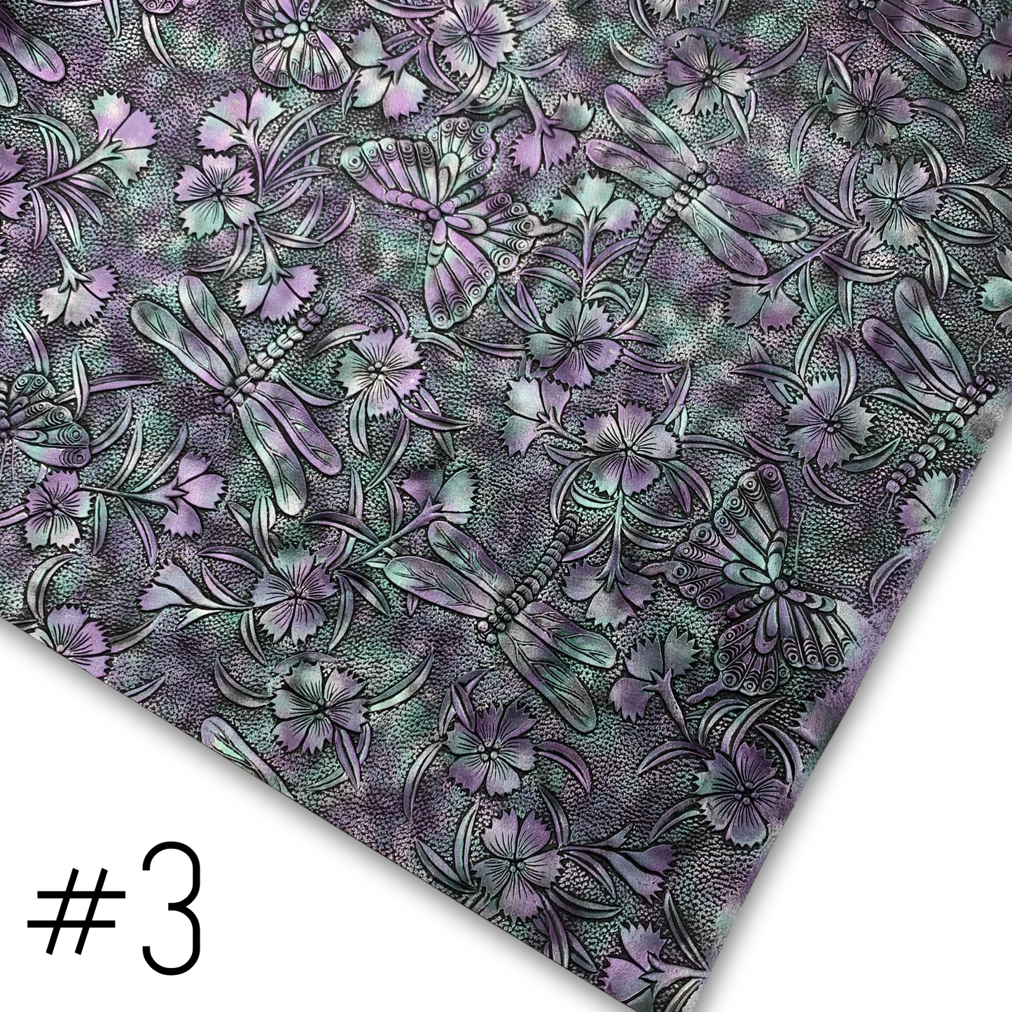 NEW STOCK - Butterfly and Dragonfly Embossed Faux Leather Half Meter Roll