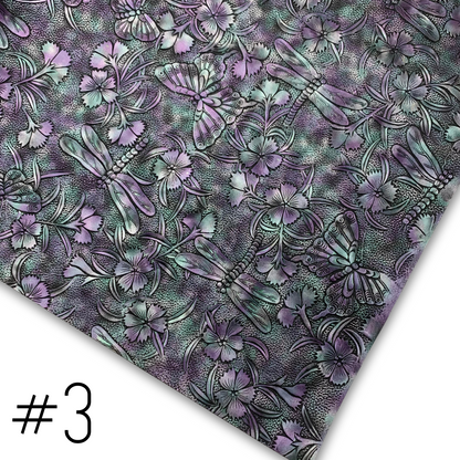 NEW STOCK - Butterfly and Dragonfly Embossed Faux Leather Half Meter Roll