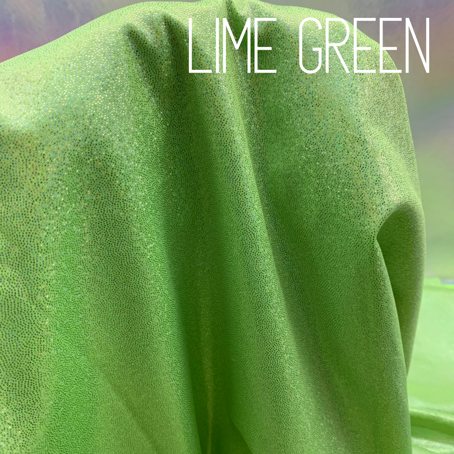 Lime Green Mini Dazzle Hologram Mystique Polyester Spandex Four Way Stretch Fabric