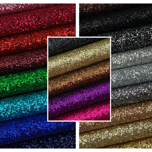 Chunky Glitter Faux Leather Sheet with Heavy Cotton Twill Backing