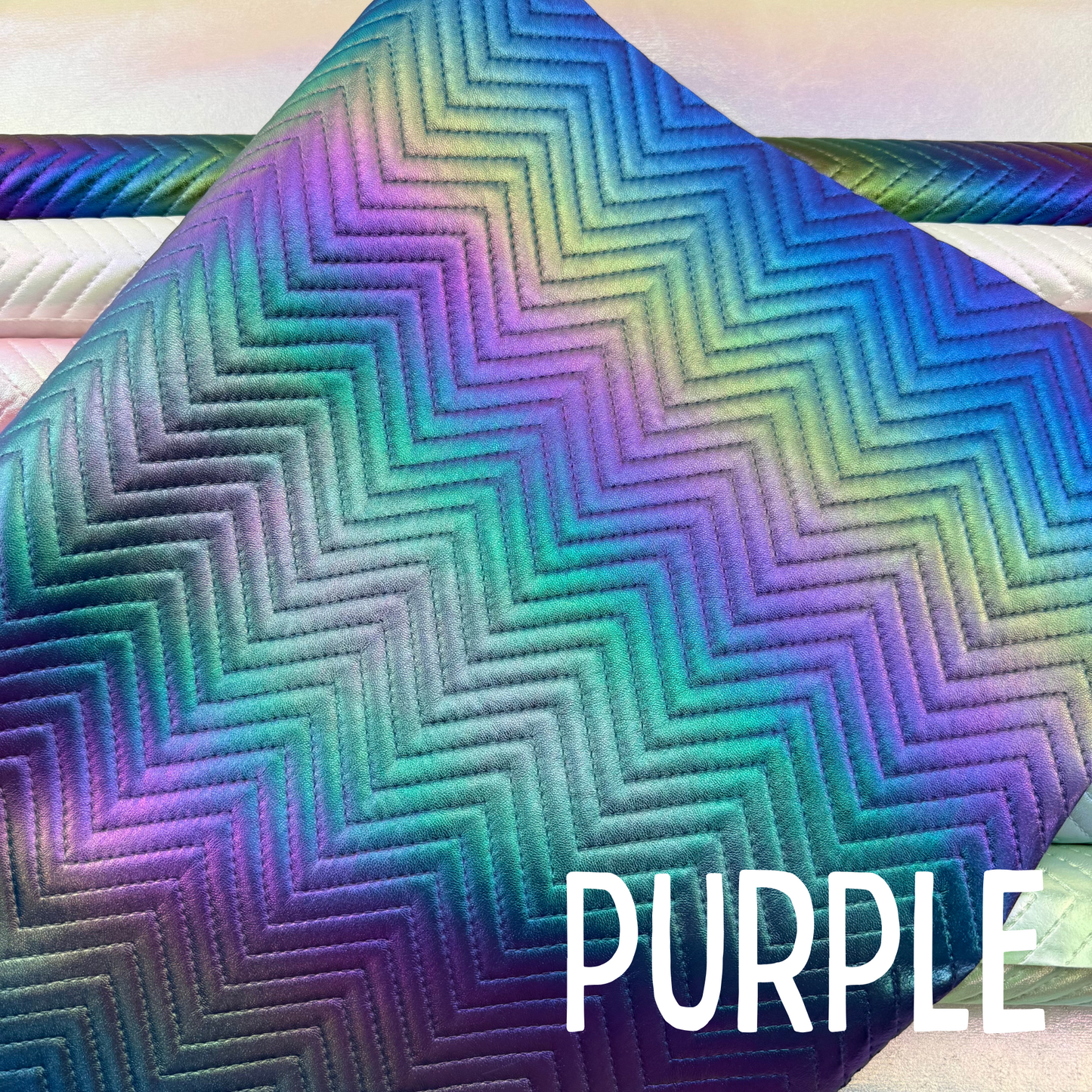 Iridescent Chevron Embossed Quilted Effect Vinyl - Half Meter Roll
