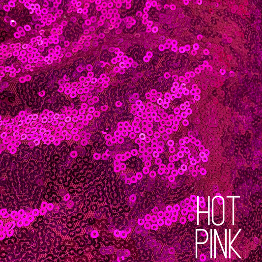 Hot Pink Baby Sequin on Mesh Two Way Stretch Polyester Fabric