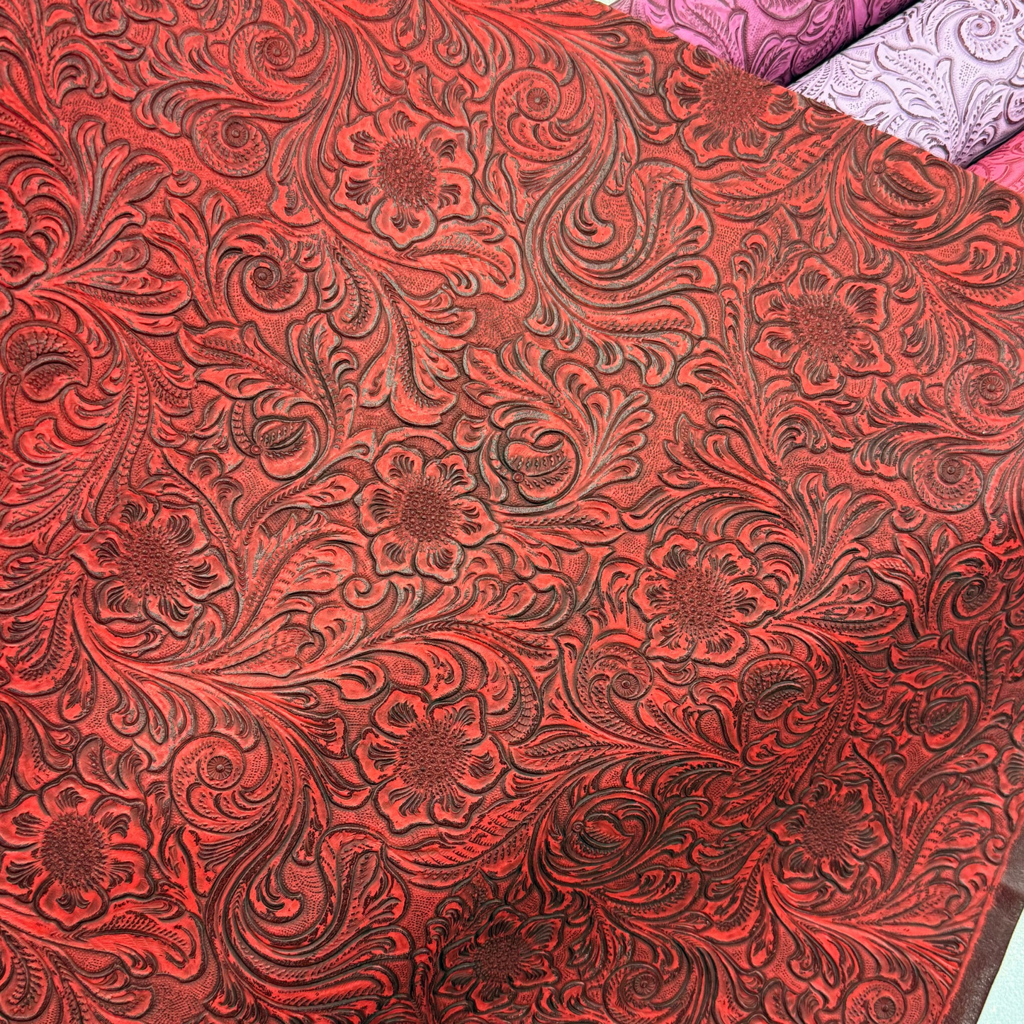 Tooled Blooms Embossed Faux Leather