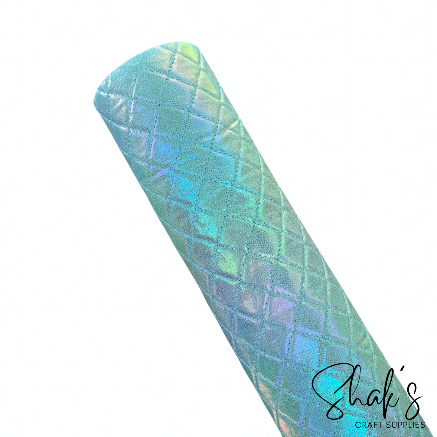 Blue Iridescent Quilted Vinyl 1/2 yard Roll