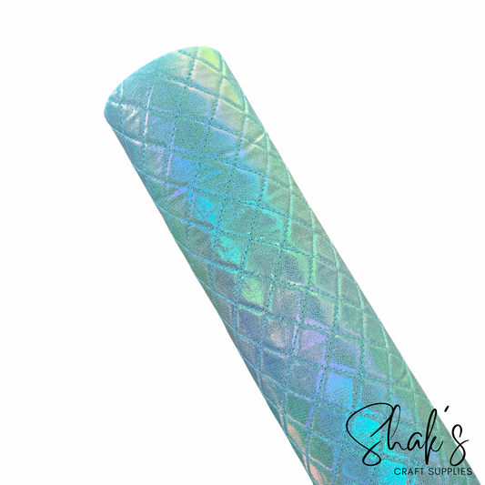 Blue Iridescent Quilted Vinyl 1/2 yard Roll