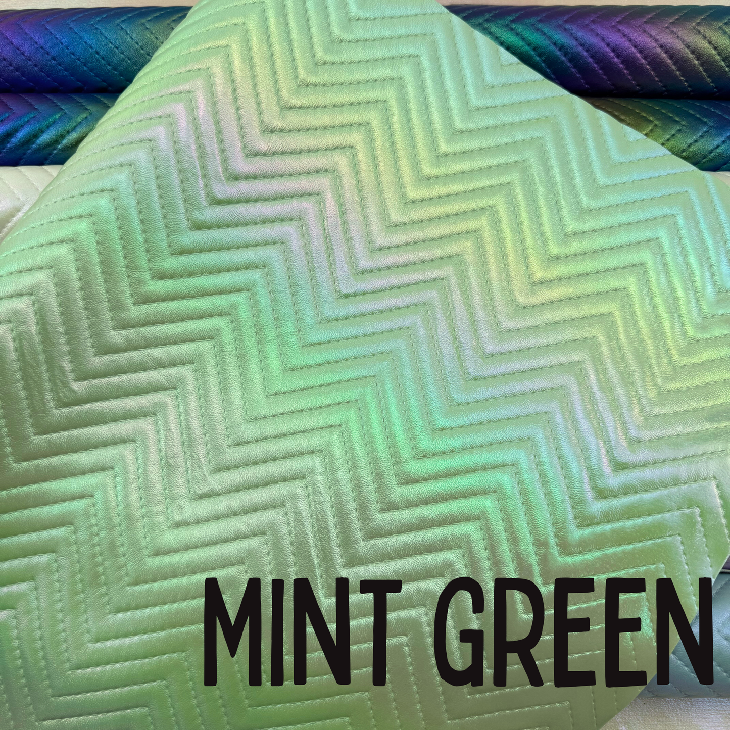 Iridescent Chevron Embossed Quilted Effect Vinyl - Half Meter Roll