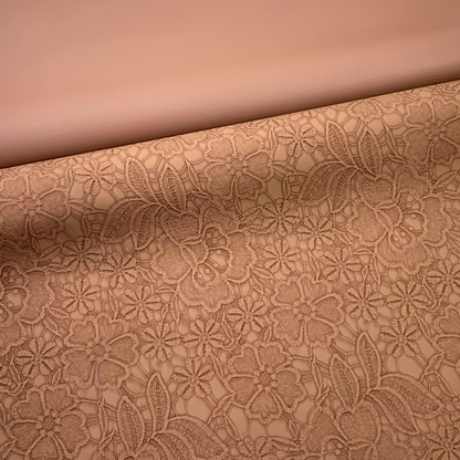 TAUPE "Embossed Blooms" Faux Leather Half Yard Roll