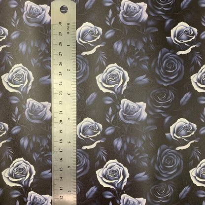 Monochrome Roses Small scale Smooth Vinyl Custom Print