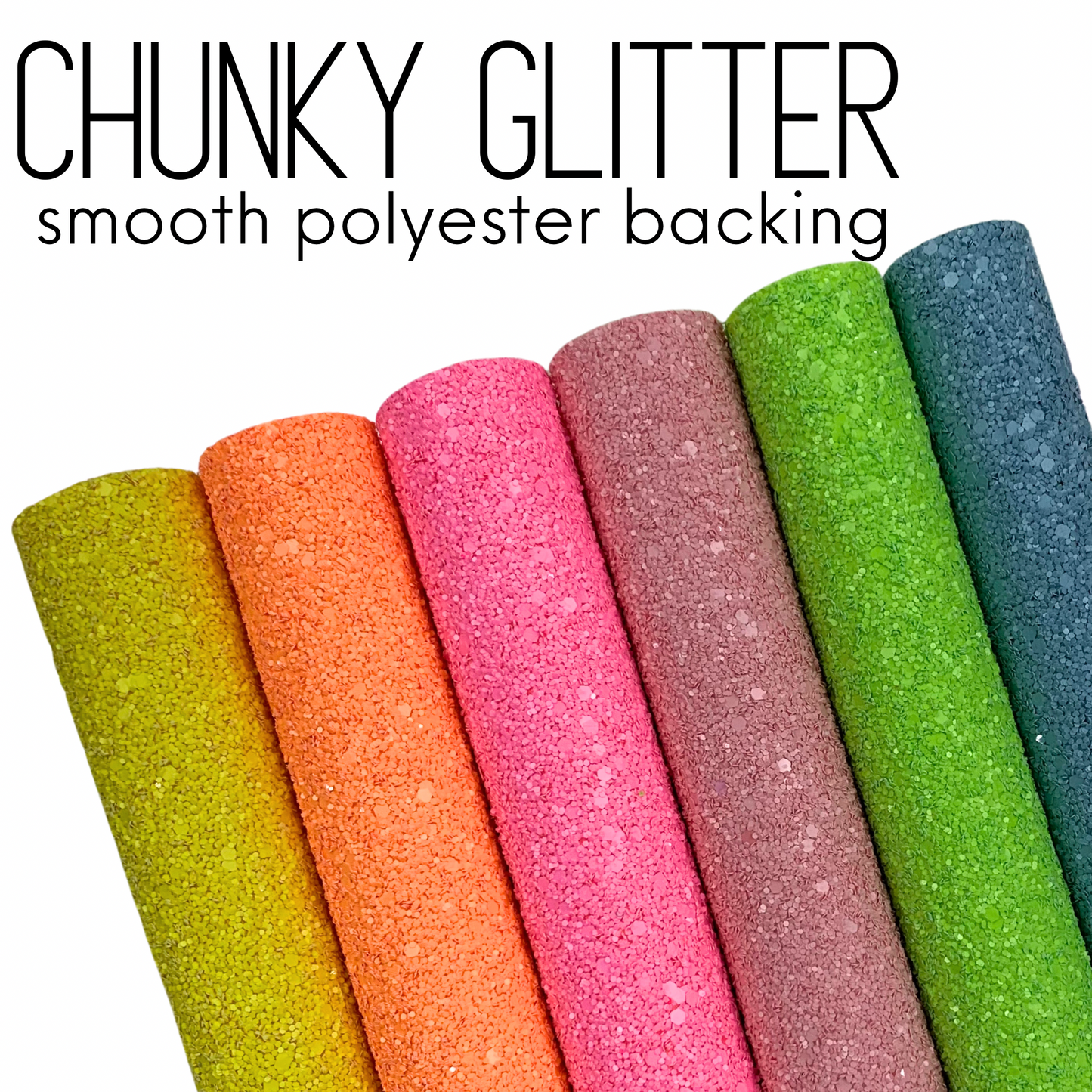 Neon Chunky Glitter Faux Leather Sheet with Soft Polyester Backing