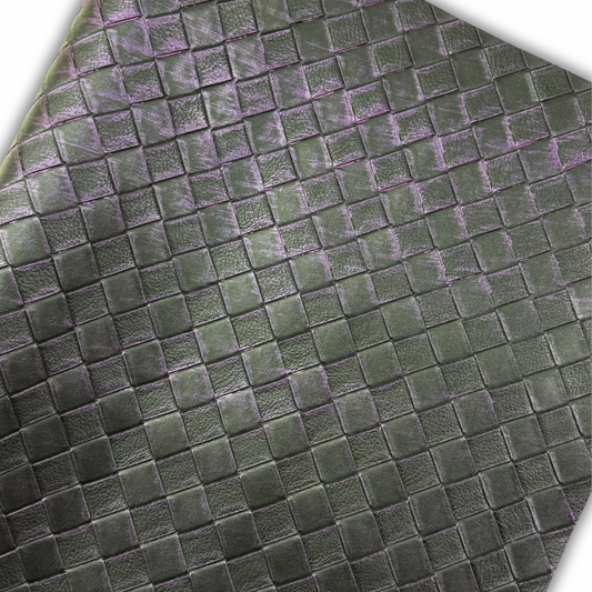 Distressed Basket Weave Embossed Faux Leather