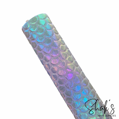 Lilac Iridescent Fish Scales Embroidered / Quilted Vinyl 1/2 yard Roll