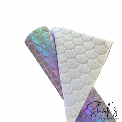 Lilac Iridescent Fish Scales Embroidered / Quilted Vinyl 1/2 yard Roll