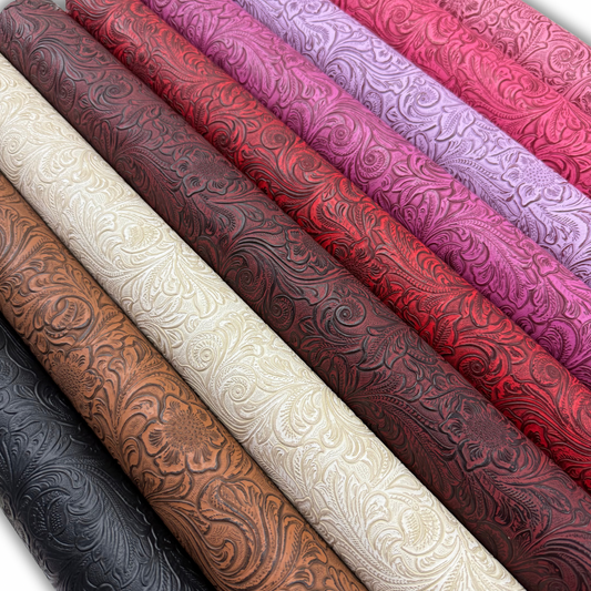 Tooled Blooms Embossed Faux Leather