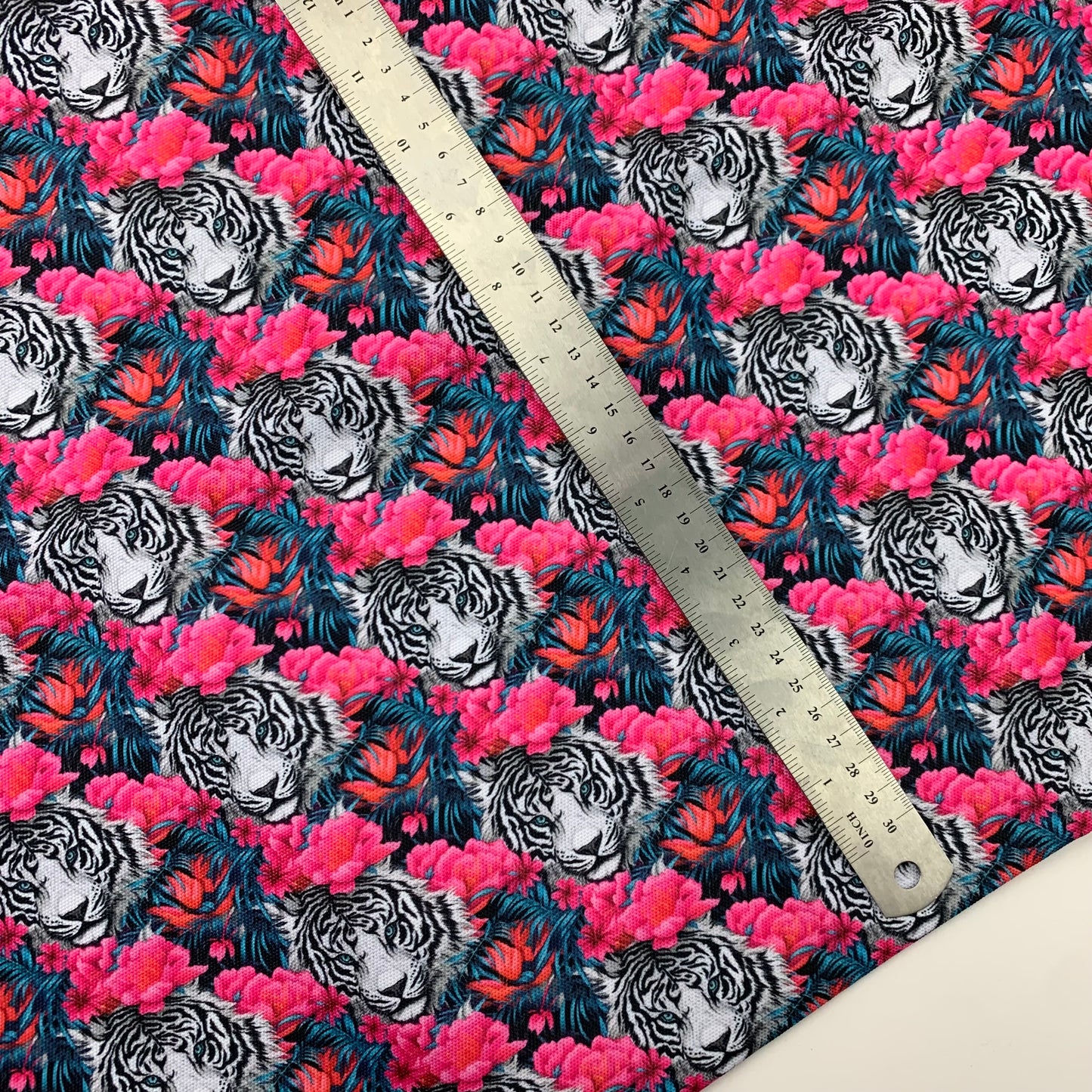 White Tiger Print Medium Scale H2ONoMo™ Water Resistant Canvas  - R1 Retail