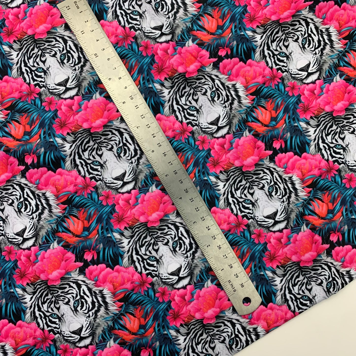 White Tiger Print Large Scale H2ONoMo™ Water Resistant Canvas  - R1 Retail