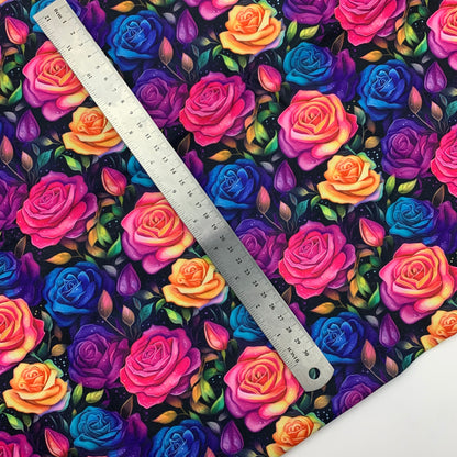 Neon Roses Print H2ONoMo™ Water Resistant Canvas  - R1 Retail