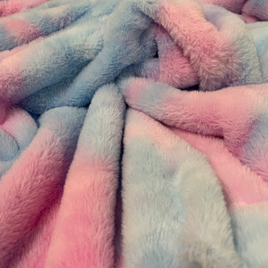 #6 Tie Dye Faux Rabbit Fur Fluffy Plush Two Way Stretch Polyester Fabric SUPER SOFT