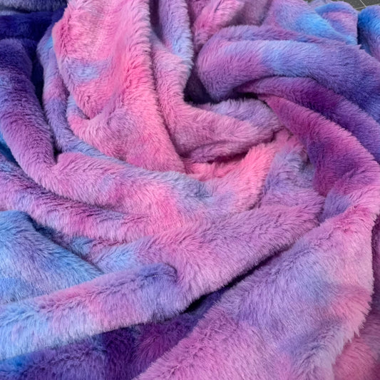 #5 Tie Dye Faux Rabbit Fur Fluffy Plush Two Way Stretch Polyester Fabric SUPER SOFT