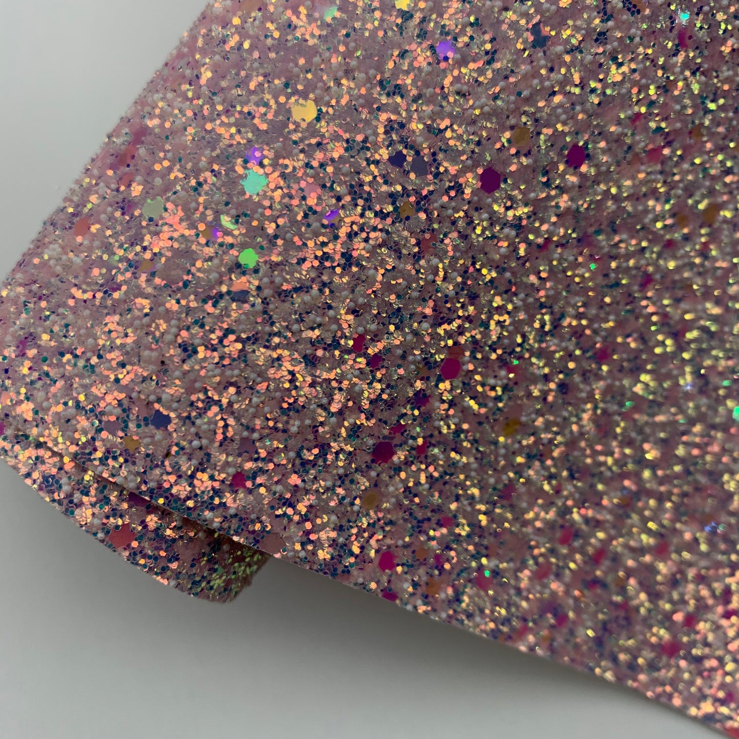 PEARL GLAM Chunky Glitter Faux Leather with Soft Felt Backing