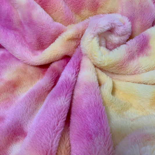 #3 Tie Dye Faux Rabbit Fur Fluffy Plush Two Way Stretch Polyester Fabric SUPER SOFT