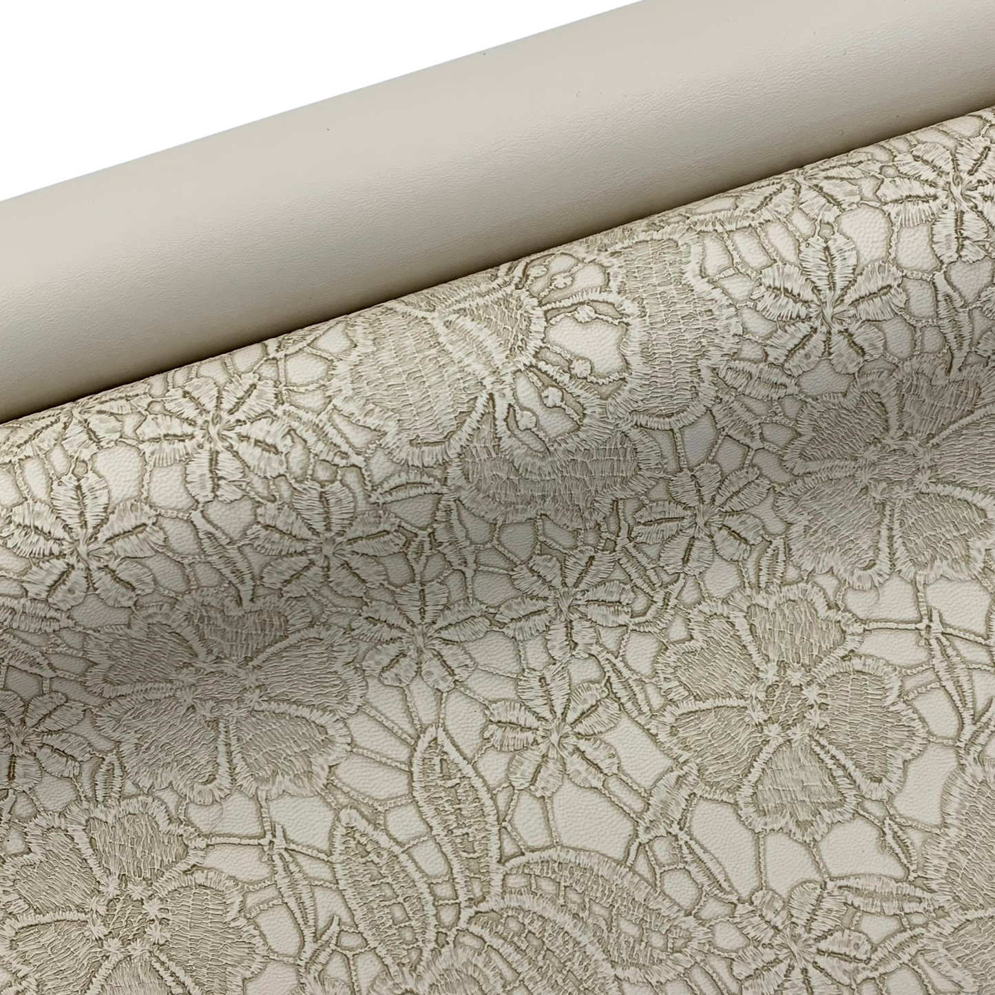 MOON MIST "Embossed Blooms" Faux Leather Half Yard Roll