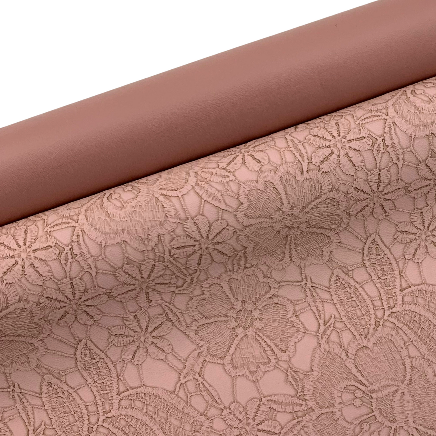 TURKISH ROSE "Embossed Blooms" Faux Leather Half Yard Roll