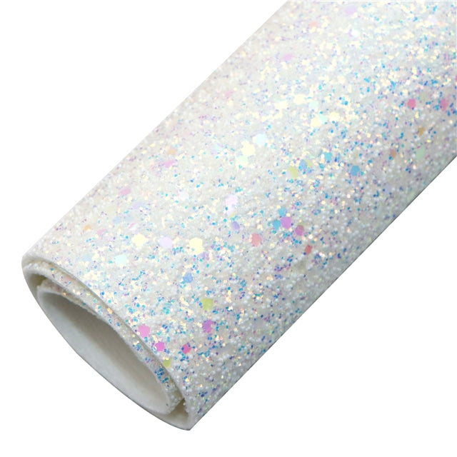 PEARL GLAM Chunky Glitter Faux Leather with Soft Felt Backing