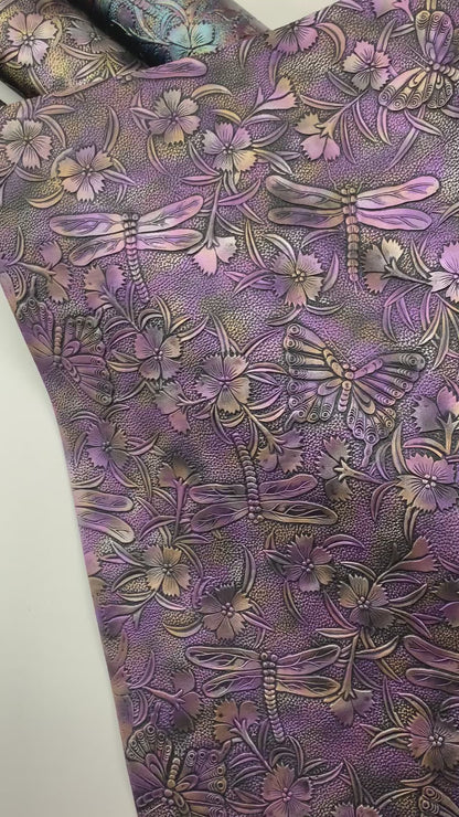 NEW STOCK - Butterfly and Dragonfly Embossed Faux Leather Half Meter Roll