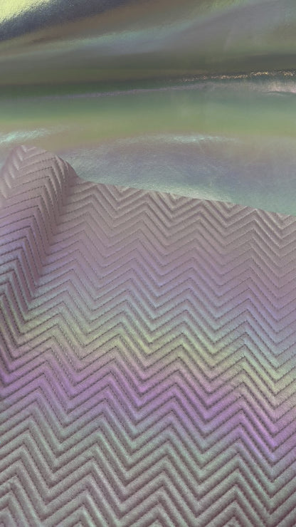Iridescent Chevron Embossed Quilted Effect Vinyl - Half Meter Roll