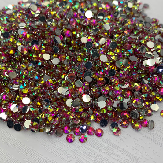 Light Rose AB | Premium Silver Bottom Resin Rhinestones | Non Hotfix | 3mm, 4mm or 5mm | Flatback