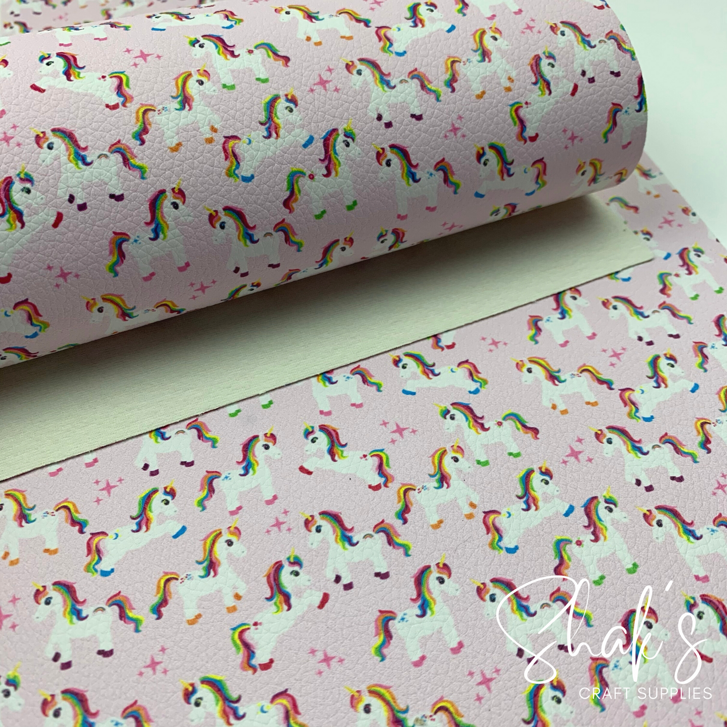 Unicorn Rainbow Print Pebble Vegan Leather