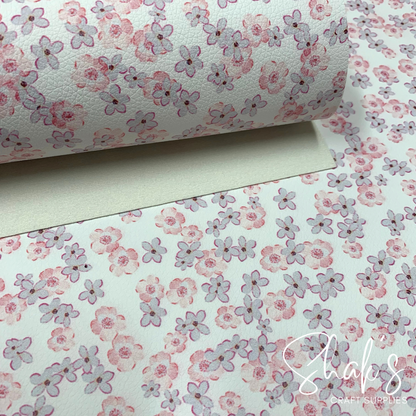 Floral Print Pebble Vegan Leather Sheet