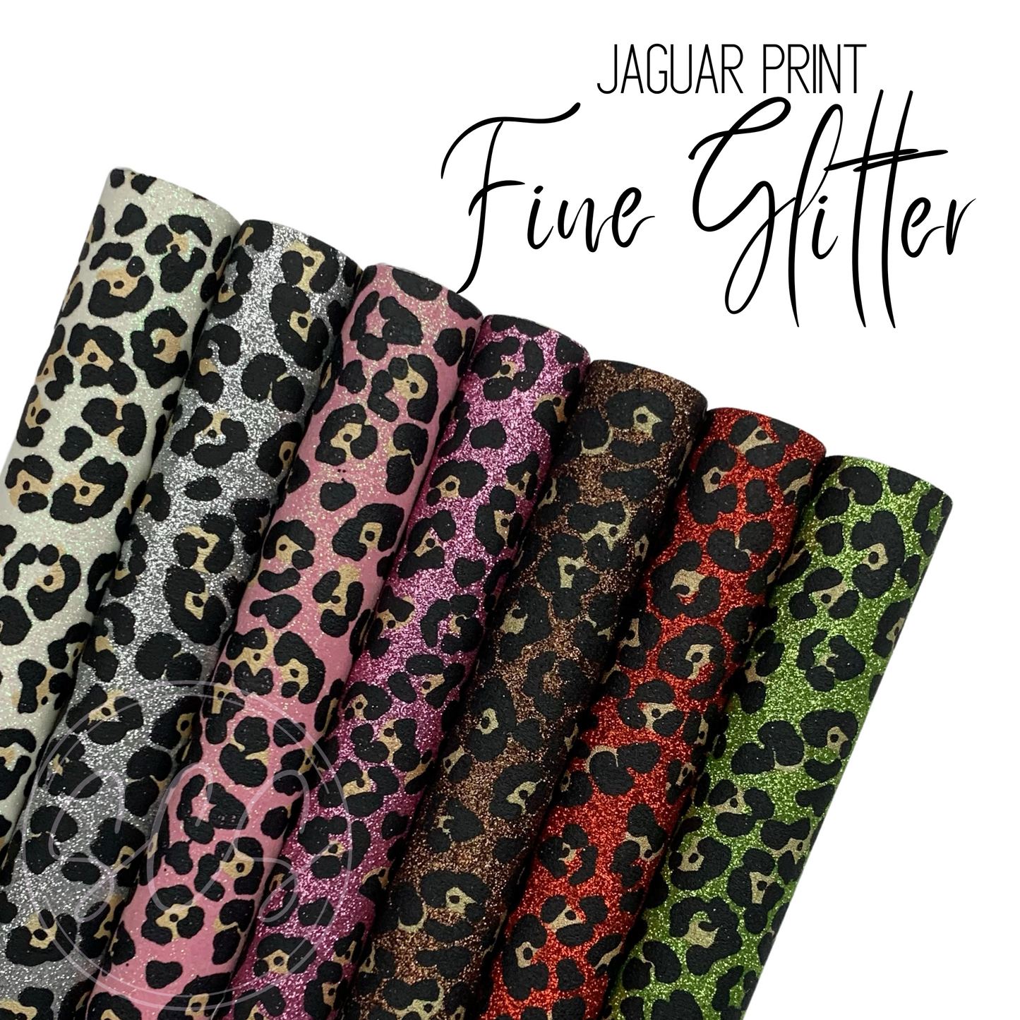 Jaguar Print Fine Glitter Canvas Faux Leather Fabric Sheets